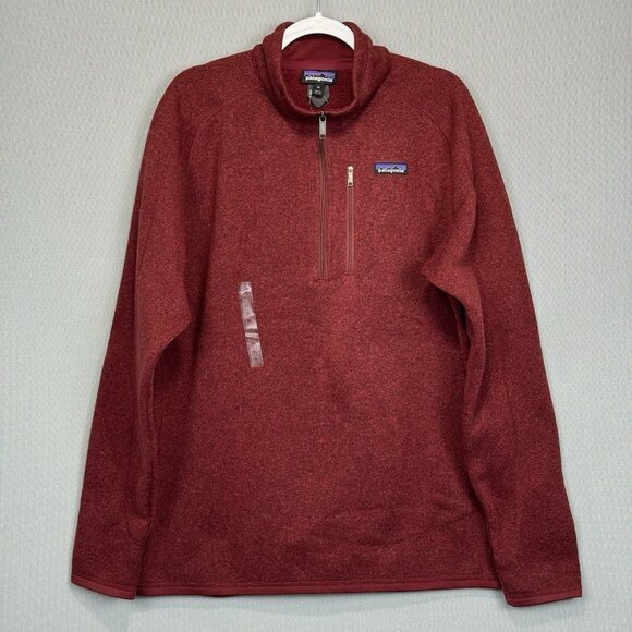 Patagonia Better Sweater Men XL Oxide Red Quarter Zip Pullover Pockets 25522 NWT - Picture 1 of 12